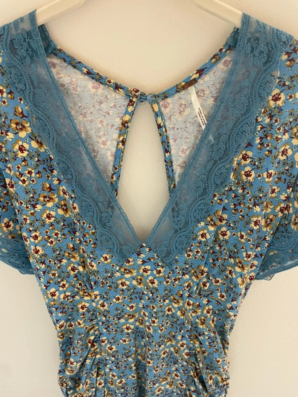 Free People Boho Summer Floral Lace-Trim Dress - Picture 3 of 6